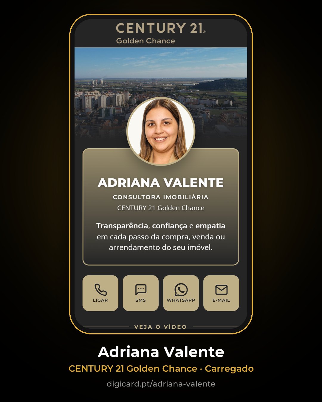 Cartão digital de Adriana Valente, CENTURY 21 Golden Chance