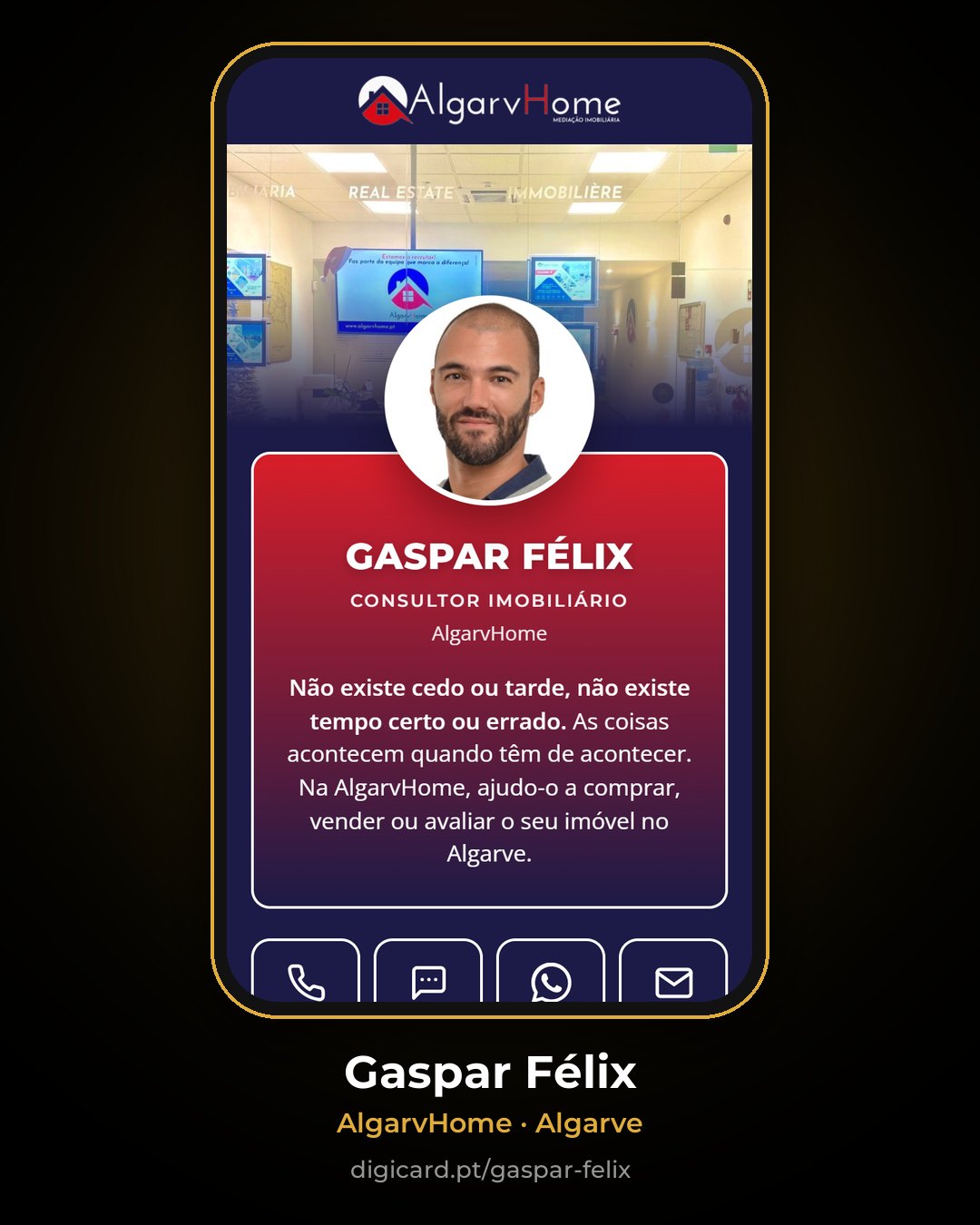 Cartão digital de Gaspar Félix, AlgarvHome, Algarve
