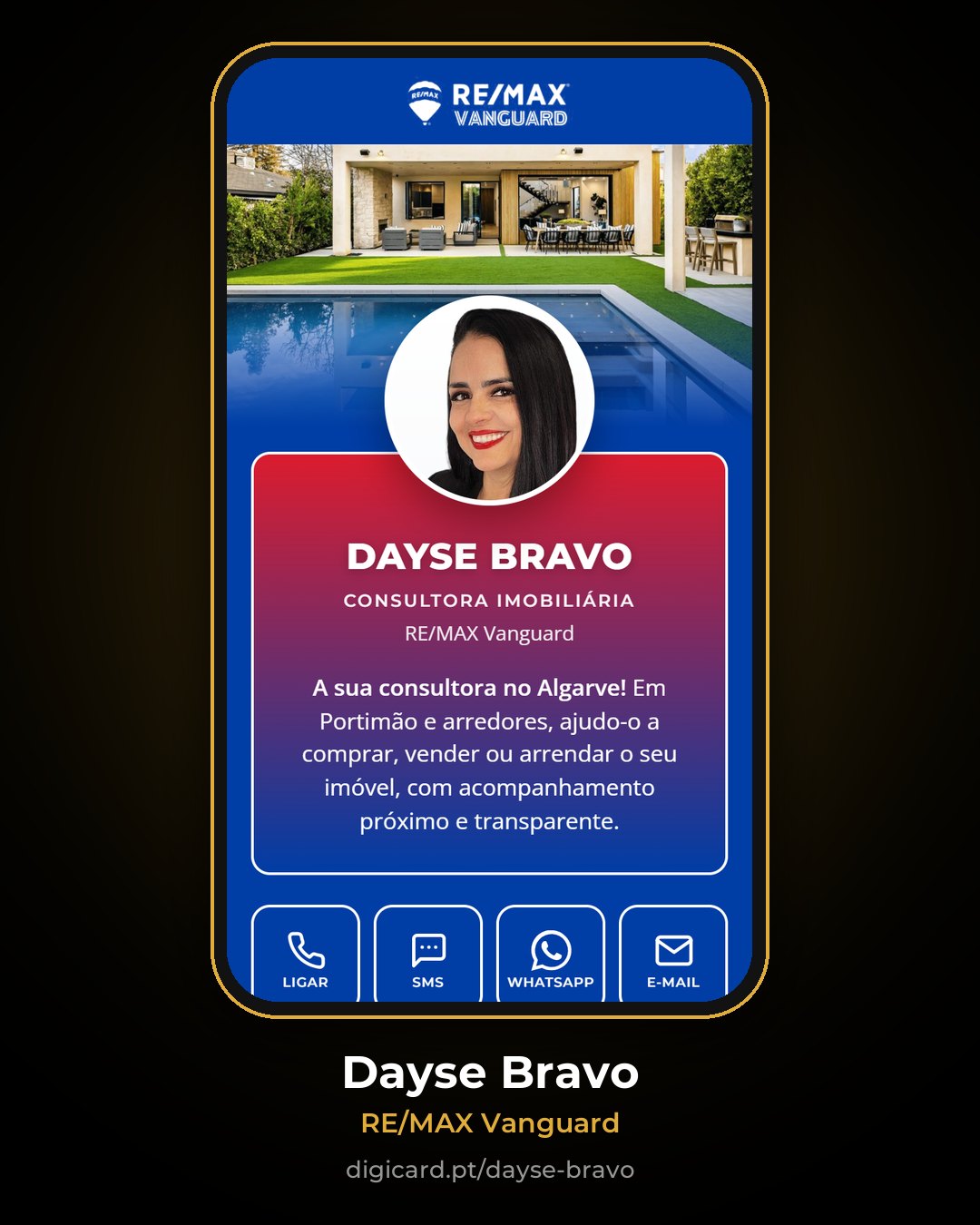Cartão digital de Dayse Bravo, RE/MAX Vanguard