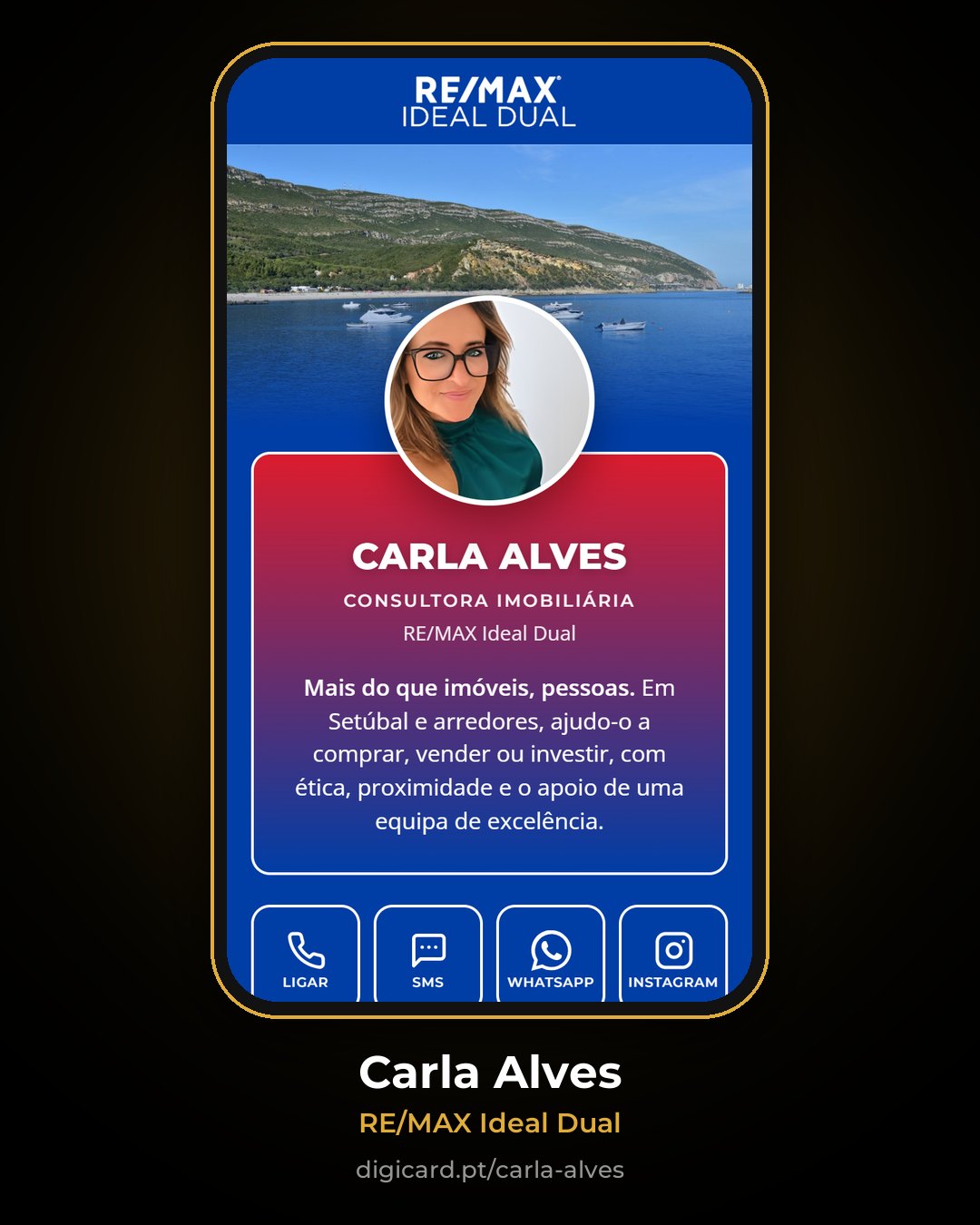 Cartão digital de Carla Alves, RE/MAX Ideal Dual