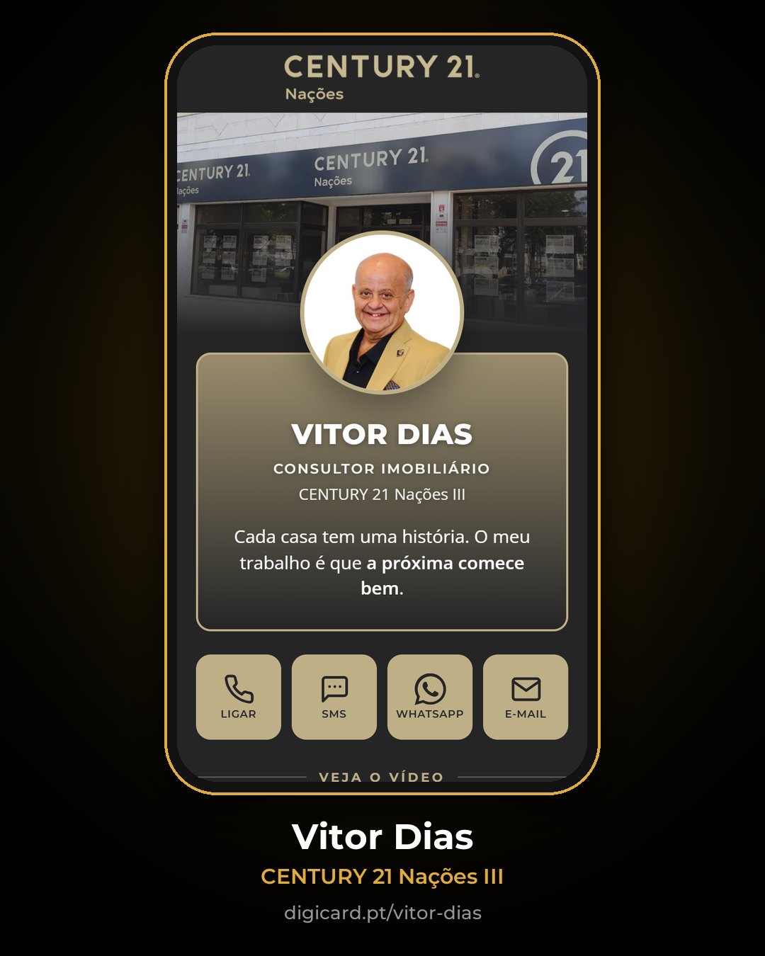 Cartão digital de Vitor Dias, CENTURY 21 Nações III