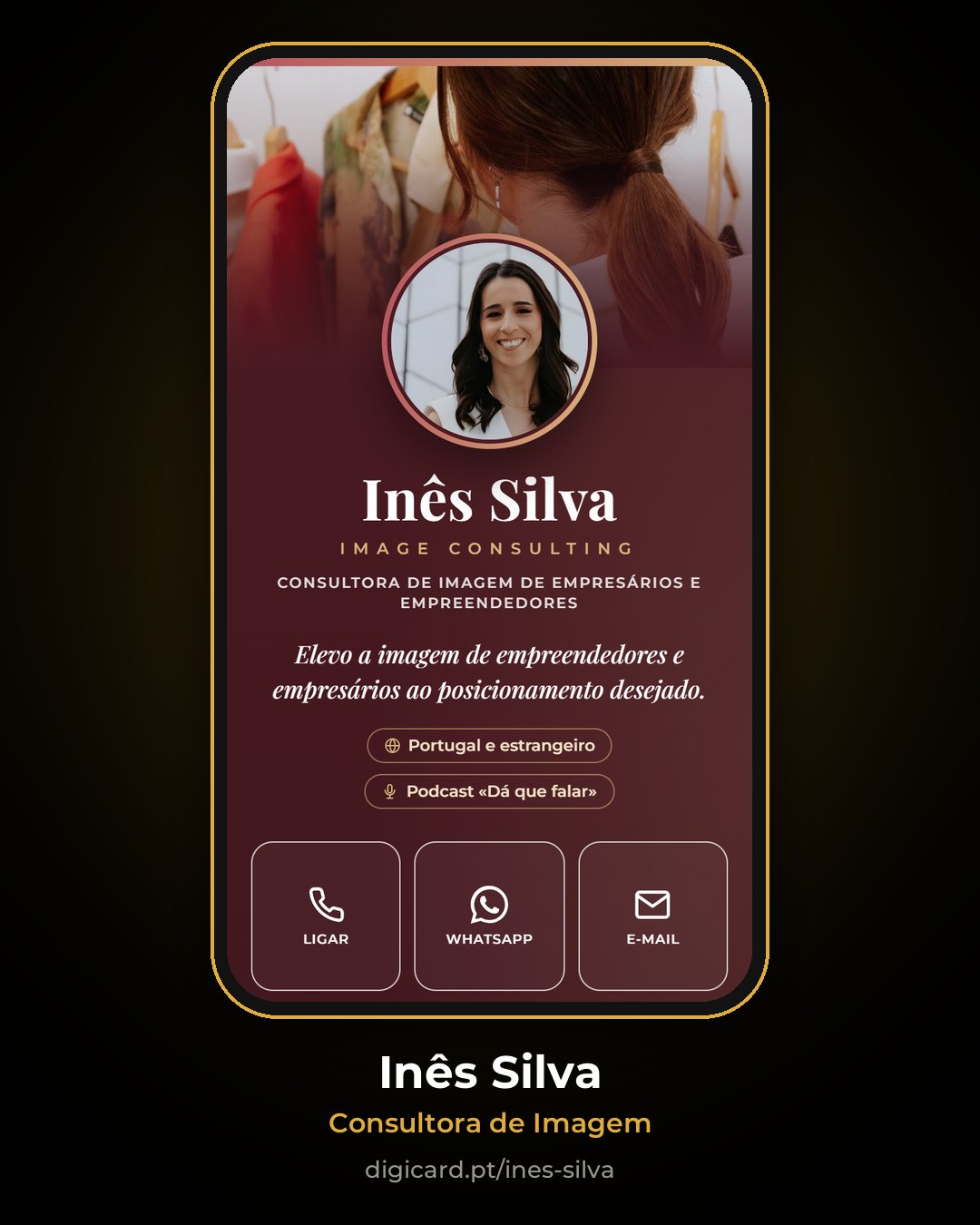Cartão digital de Inês Silva, consultora de imagem