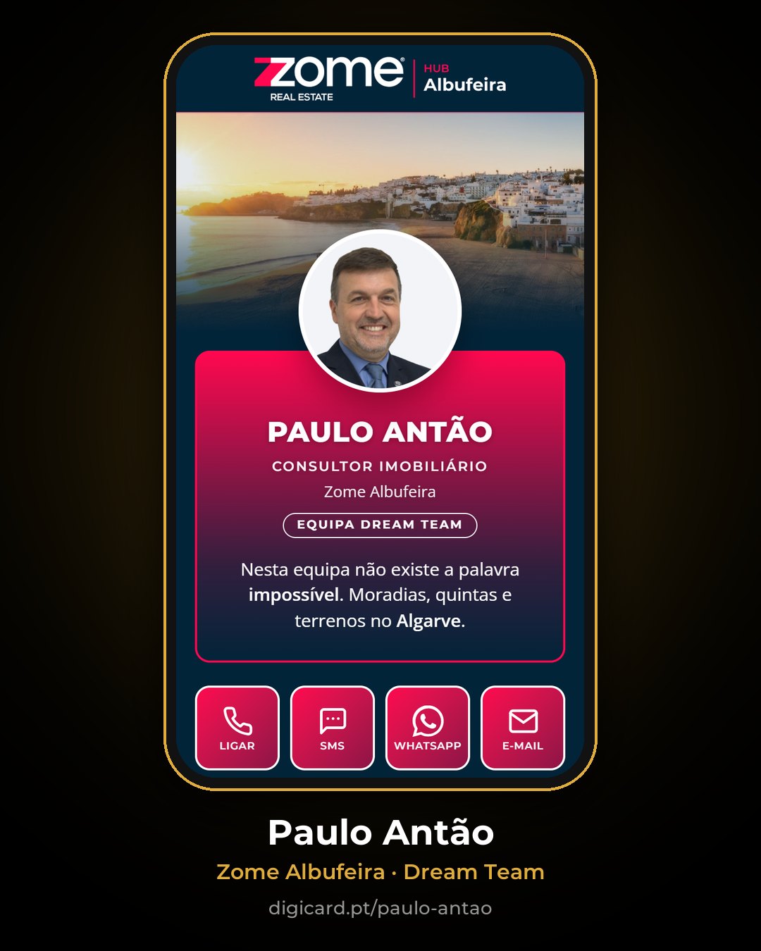 Cartão digital de Paulo Antão, Zome Albufeira