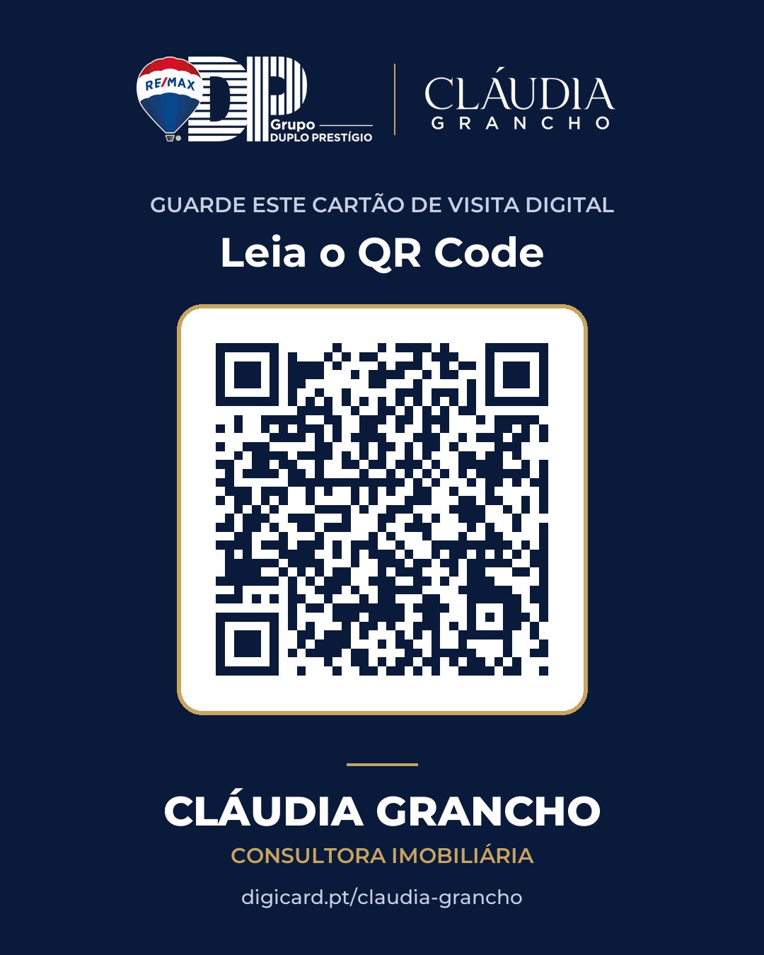 QR code do cartão digital de Cláudia Grancho