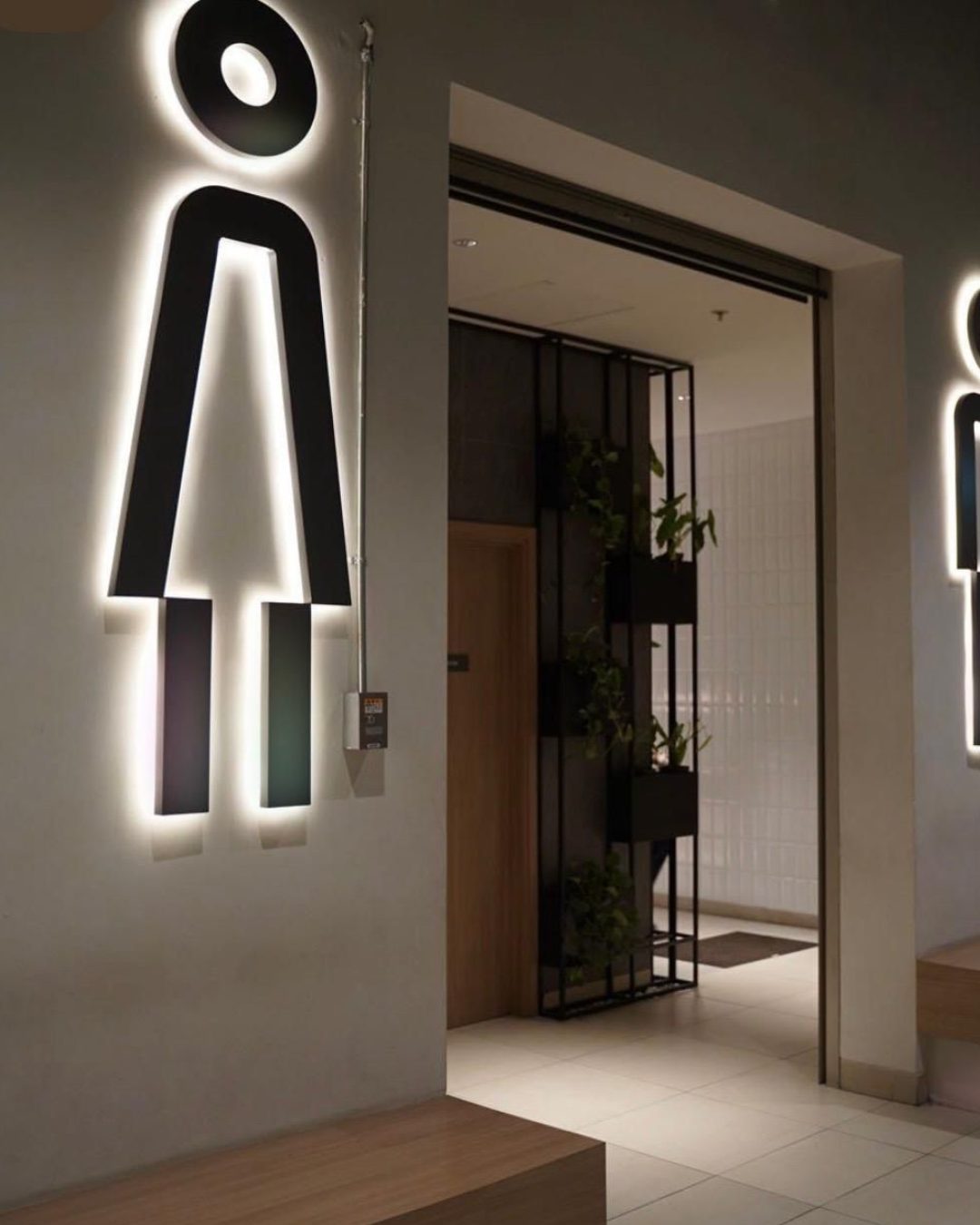Sinalética luminosa de casa de banho, com retroiluminação LED
