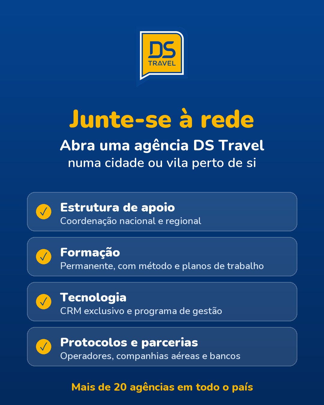 Junte-se à rede: abra uma agência DS Travel
